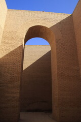 ancient city of Babylon in Iraq , ancient ruins , southern palace , old palace with blue sky 