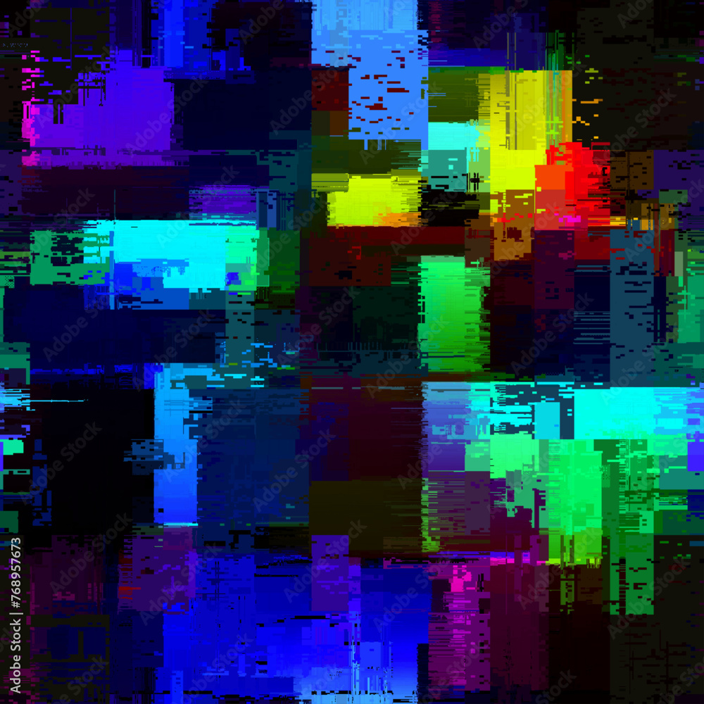 Aufkleber creative glitch texture. seamless vector pattern. grunge glitch dark colours background