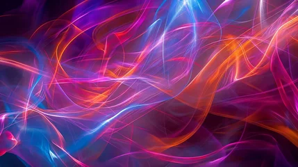 Foto op Canvas Hypnotic neon ribbons weave through the void, casting an otherworldly glow on the unseen canvas of the digital realm. © shakeel