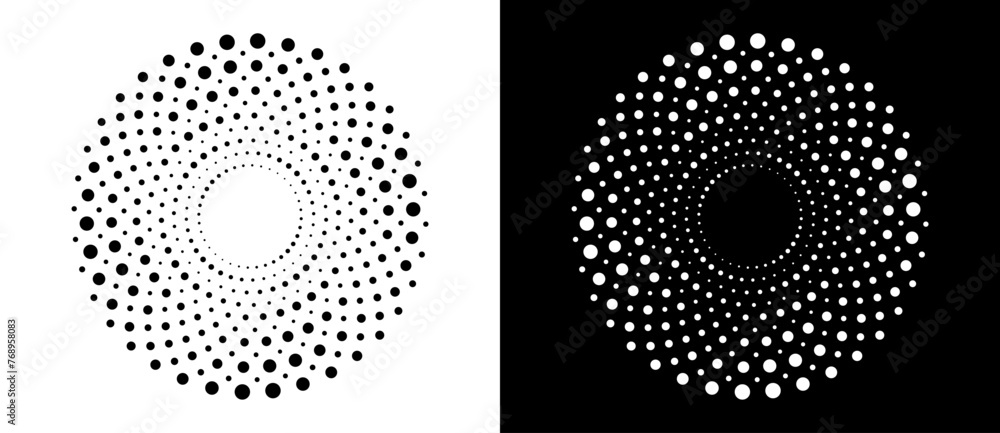 Poster modern abstract background. halftone dots in circle form. sun concept. vector dotted frame. design e