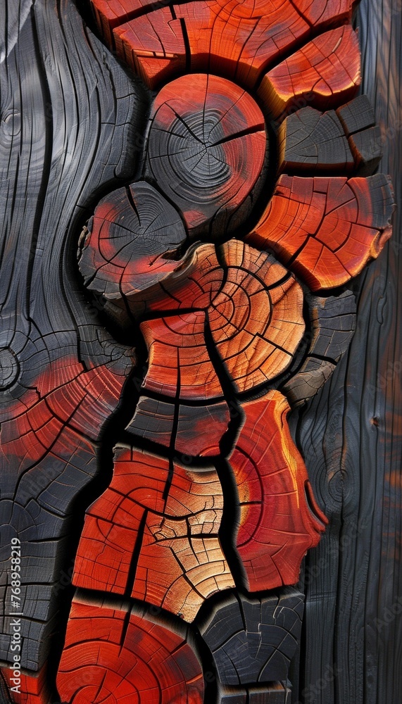 Poster vibrant wood veneer mosaic pattern creating an abstract colorful texture background