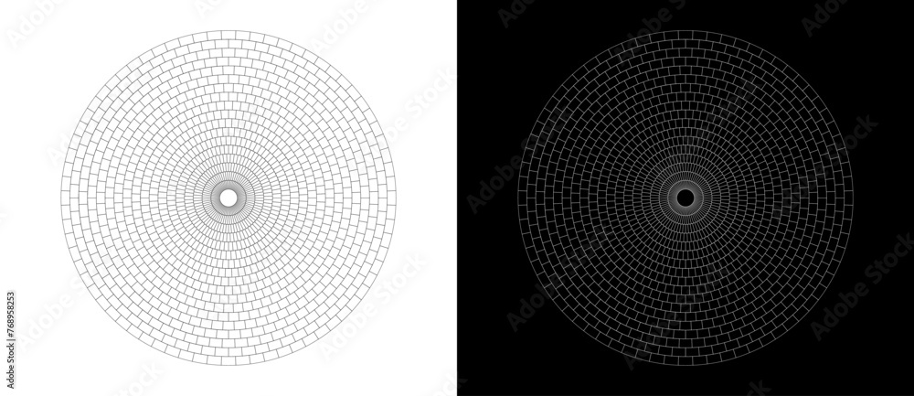 Aufkleber circle with blocks or rectangles. art lines geometry background, logo or icon. black shape on a whit