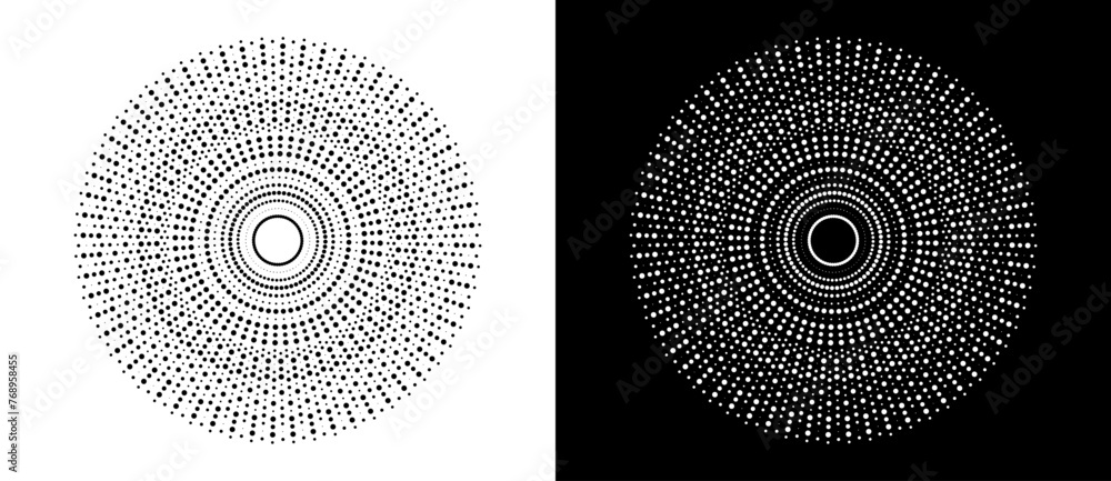 Poster modern abstract background. halftone dots in circle form. sun concept. vector dotted frame. design e
