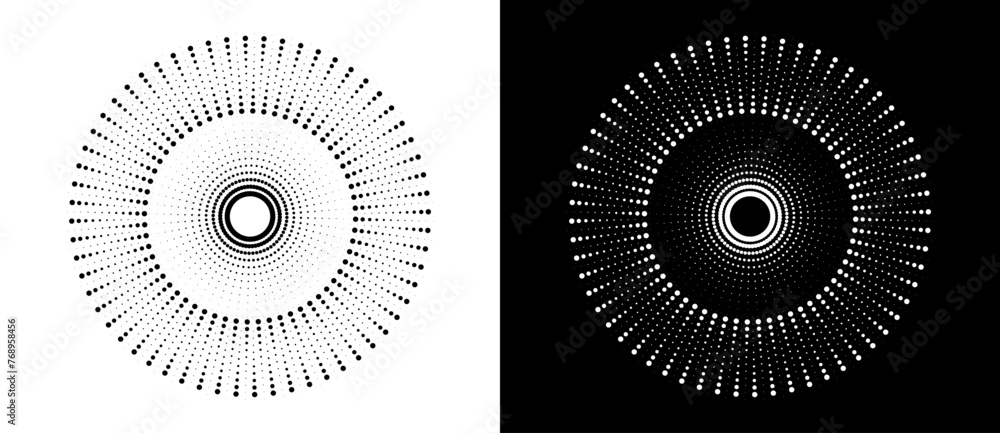 Poster modern abstract background. halftone dots in circle form. sun concept. vector dotted frame. design e