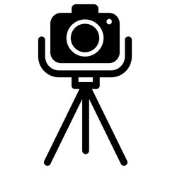 camera with tripod icon, simple vector design - obrazy, fototapety, plakaty