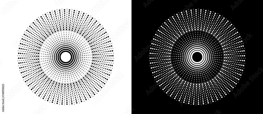 Poster modern abstract background. halftone dots in circle form. sun concept. vector dotted frame. design e