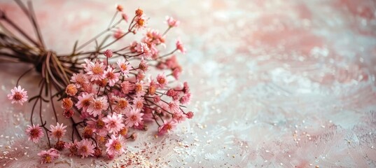 Spring bouquet minimalist wallpaper on soft white background with space for text