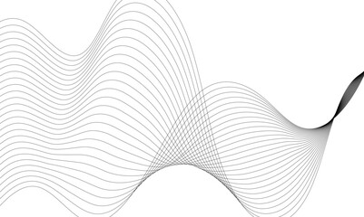 Wavy digital futuristic technology curve ocean lines on transparent background. Vector illustration.