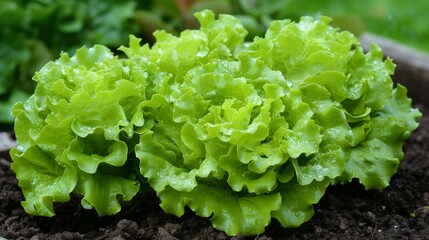 Vibrant, fresh green leafy lettuce thriving abundantly in a flourishing greenhouse environment
