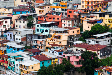 Fototapeta na wymiar Detalle de Barrio Santa Ana, favelas de Guayaquil, Ecuador