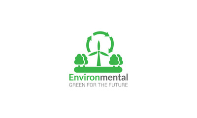 Environment. Abstract stylized human silhouette with green leaves - concept logo template. 