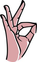 vector hand Ok with contour, illustration