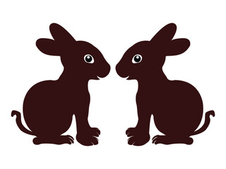 Obraz na płótnie Canvas rabbit black silhouettes. logo vector icon illustration design, Happy Easter, decorated Easter card, banner. Set of silhouettes of bunnies in different poses. Easter bunny silhouettes eps10