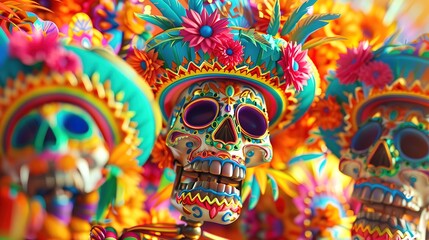 Fototapeta premium Superb Cinco de mayo holiday cartoon style, vivid, colourful, surreal, superb, tropicalpunk