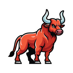 Buffalo vector mascot, bull cartoon illustration.