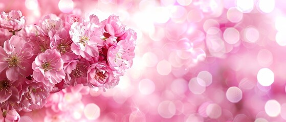   Pink flowers on pink background with bokeh lights in the background