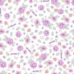 Seamless pattern with flowers delicate