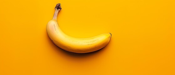   A yellow table has a ripe banana and a banana peel on it, centered in the frame