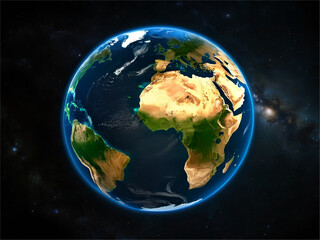 Closeup of globe or earth in space