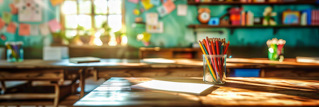 A Colorful Array of School Supplies Spreads Across a Table, Symbolizing Creativity, Learning, and the Joy of Education