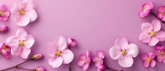   A field of pink flowers adorns a pink backdrop, providing space for text atop the image