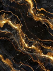 Black and gold marble wallpaper featuring elegant gold swirls on a luxurious backdrop