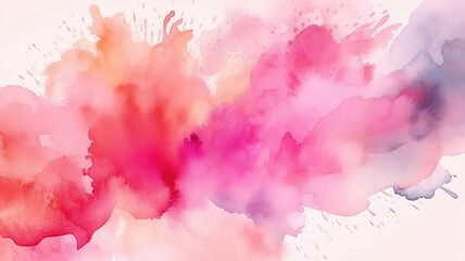 Pink water color abstract background with splashes