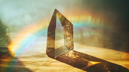 Crystal Prism Refracting Light into a Radiant Rainbow Spectrum of Potential and Diversity - obrazy, fototapety, plakaty