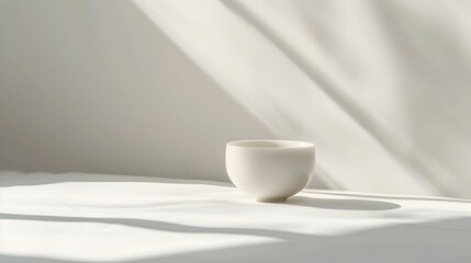 Fototapeta premium Minimalist Porcelain Teacup Basks in Solitary Serenity on White Backdrop