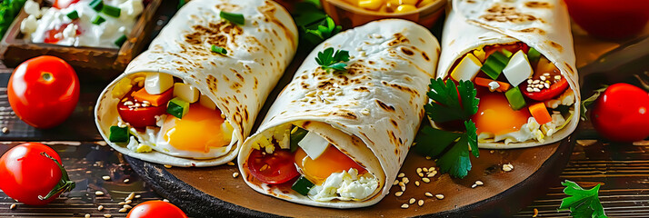A Delectable Wrap, Rich with Fresh Ingredients and Bursting with Flavor, Inviting a Taste of Gourmet Fast Food