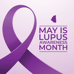 Lupus Awareness Month design template good for celebration usage. purple ribbon vector. flat eps 10. eps 10.