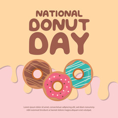 National Donut Day design template good for celebration usage. flat design. eps 10. donut vector illustration.