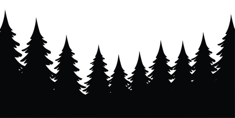 Obraz premium Forest, coniferous trees, silhouette vector background
