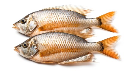 Fried Gourami fish isolated on white background