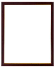 Narrow wooden picture frame on a transparent background, in PNG format.