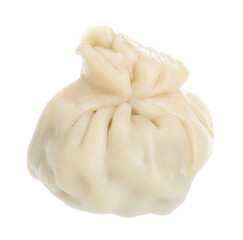 One tasty khinkali (dumpling) isolated on white. Georgian cuisine