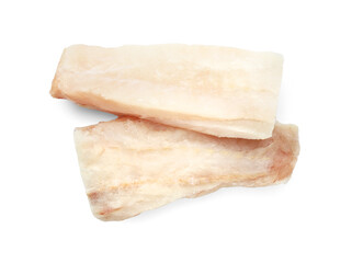 Fresh raw cod fillets isolated on white, top view
