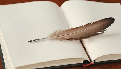 open note book with feather pen,filter effect