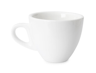 One clean ceramic cup isolated on white