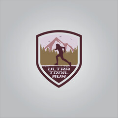 Running shield logo design vector graphic of illustration 