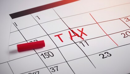 tax day concept with red circle on calendar date