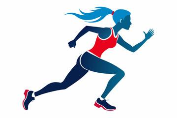Fototapeta na wymiar Runner athlete girl silhouette on white background