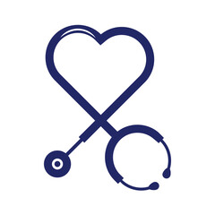 Stethoscope with heart for doctor hospital clinic logo design