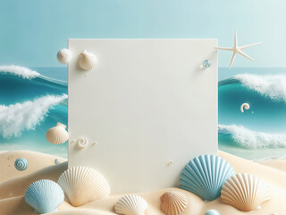 Background with sea shells and sand. AI