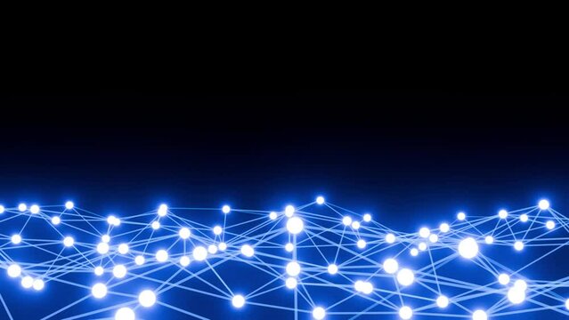 Technology Connectivity all over the world, particle abstract video. Tech Blue and white tech background.