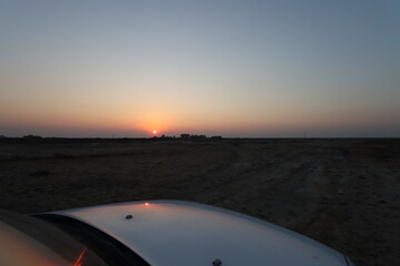 Sunset over agricultural lands in Iraq