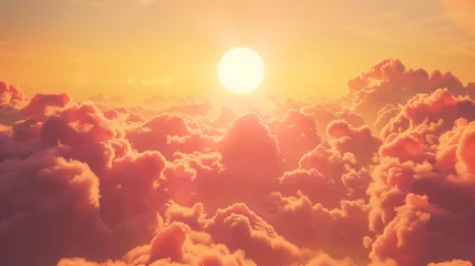 Foto op Plexiglas red sky clouds and sun sunset background © admilustrador