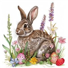 Fototapeta na wymiar Postcard with Easter bunny.