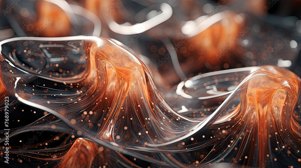 Aufkleber Scientific abstraction with futuristic textured tissue waves. Tech background with close-up wave bio texture.