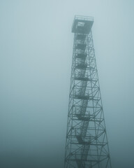 Big Walker Lookout Tower in fog, near Wytheville, Virginia